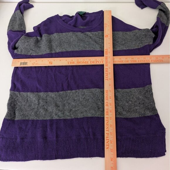 Lauren Ralph Lauren Stripe Sweater Womens Size Medium Purple Gray Wool Cashmere - Picture 7 of 9